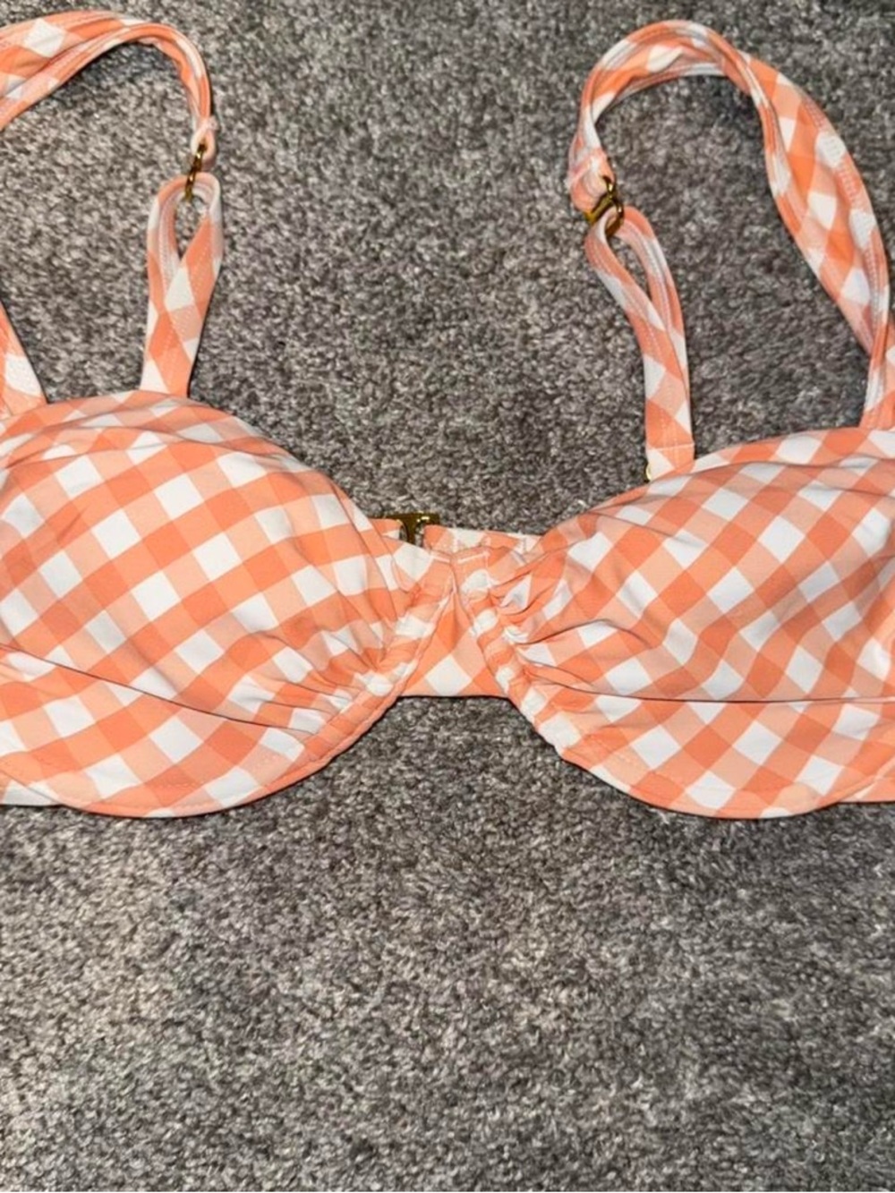Orange Gingham Underwire Bikini Top - Women Swim Bikini